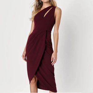 So Flirty Burgundy One-Shoulder Cutout Asymmetrical Dress